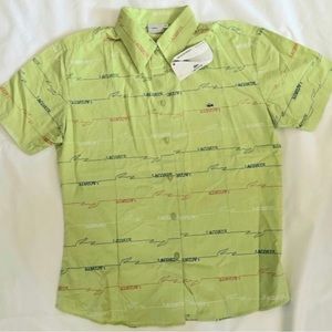🔵 Lacoste Button Down Short Sleeve Shirt - Green NWT
